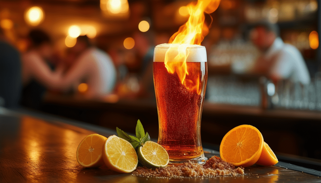 découvrez notre recette revisitée du célèbre cocktail flaming dr. pepper. apprenez à préparer cette boisson audacieuse et pétillante qui allie l'intensité du rhum, la douceur de la liqueur d'amande et un jeu spectaculaire de flammes. idéal pour épater vos invités lors de vos soirées entre amis!