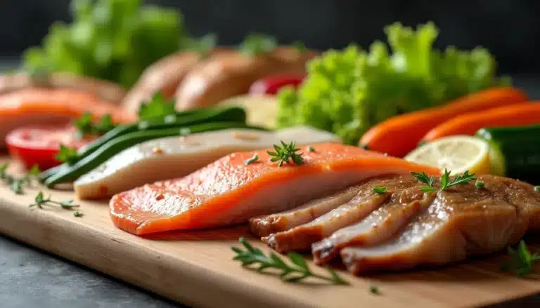 table avec aliments crus