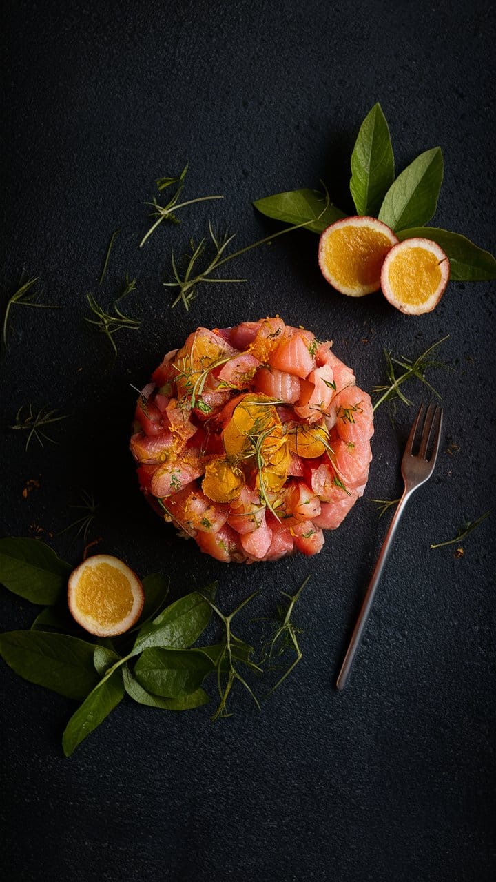 Tartare de saumon aux agrumes et herbes fraîches