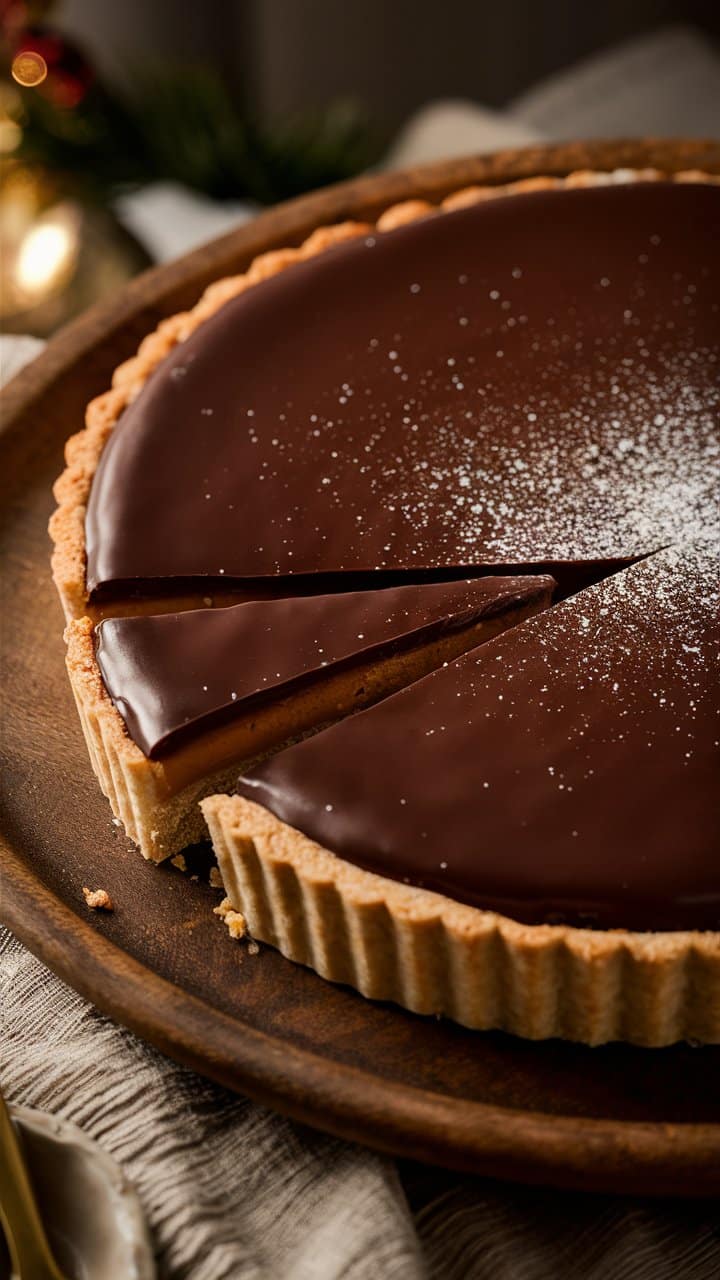 Tarte au chocolat sur une assiette