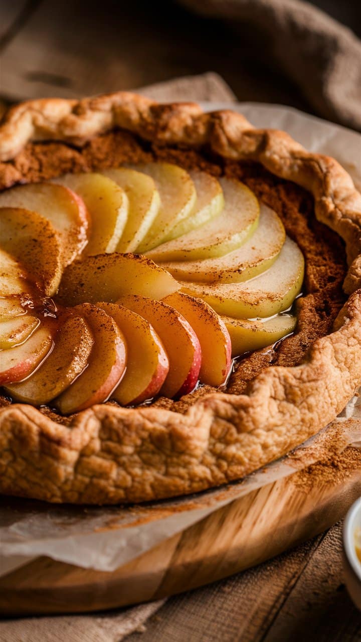 Tarte aux pommes rustique avec cannelle.