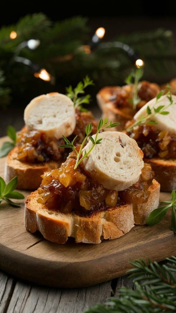 tartines de boudin blanc et chutney d'oignons