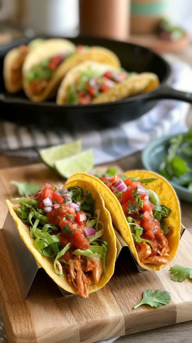 Tacos garnis de légumes et sauce.