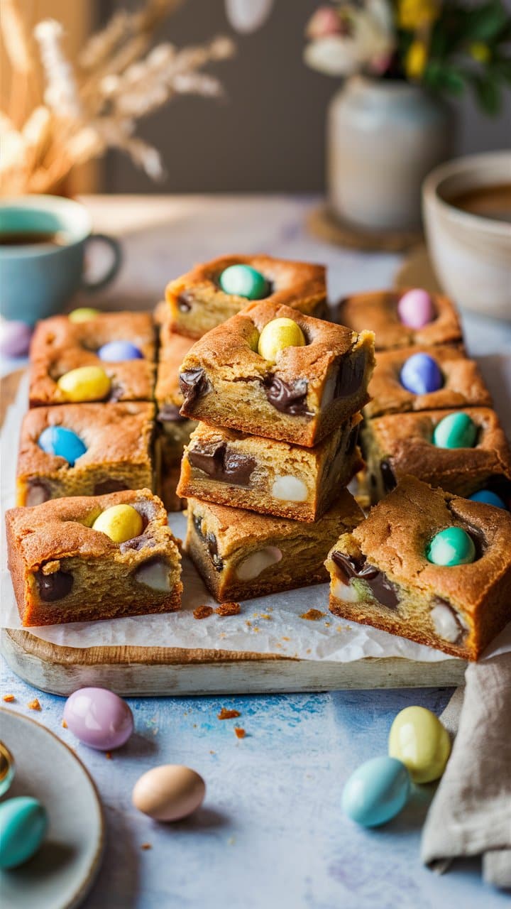 Gâteaux avec œufs en chocolat colorés.