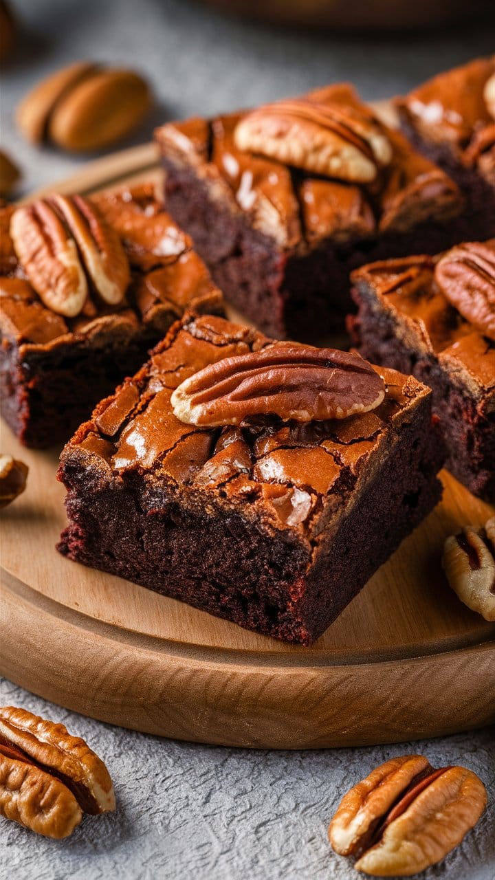 Brownies au chocolat avec noix de pécan.