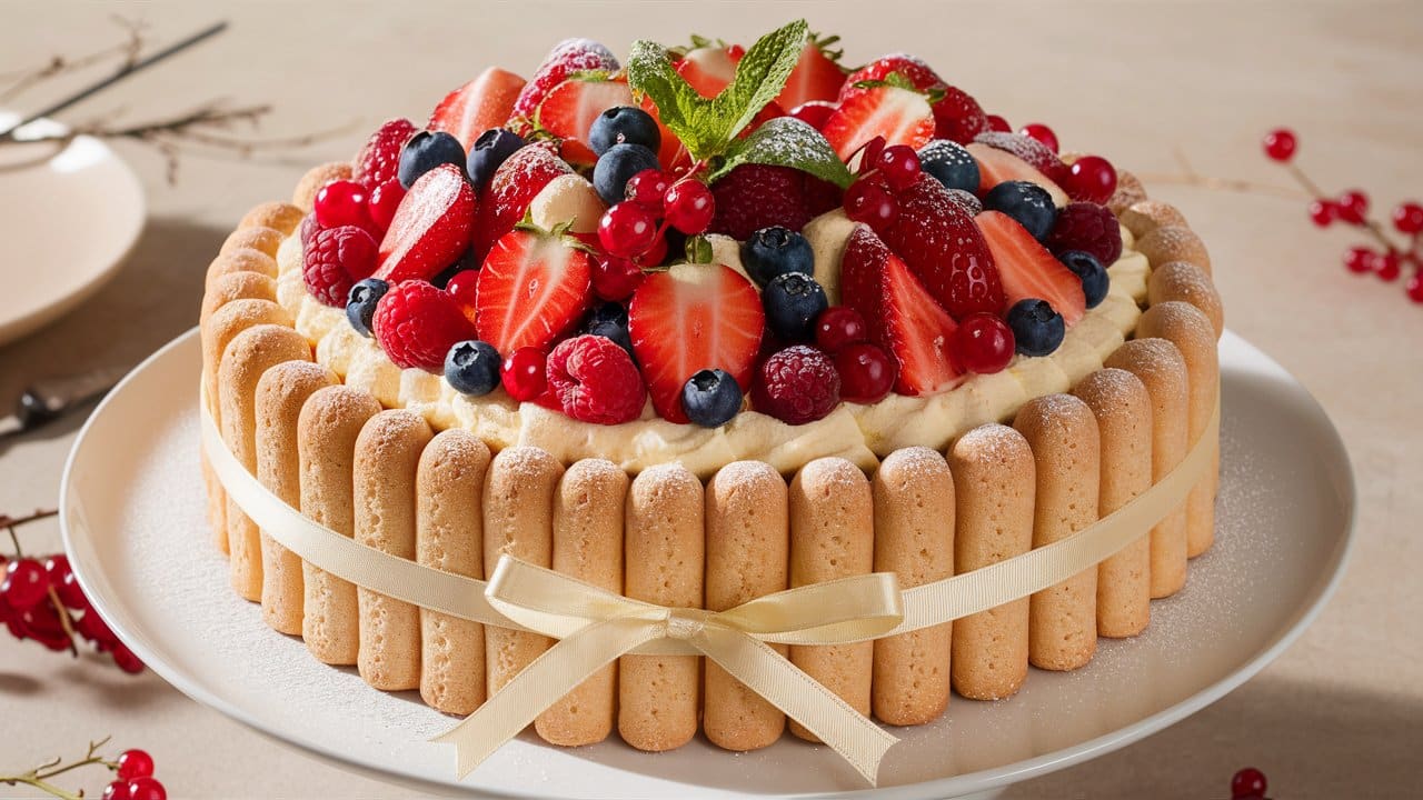 Gâteau charlotte aux fruits frais et crème