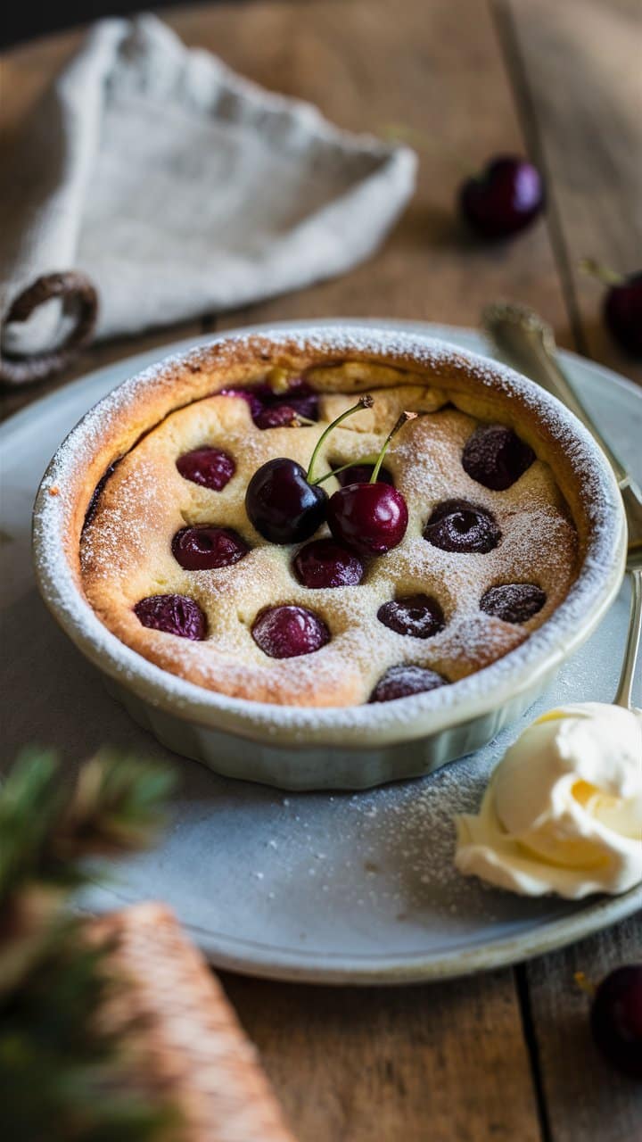 Clafoutis aux cerises avec glace