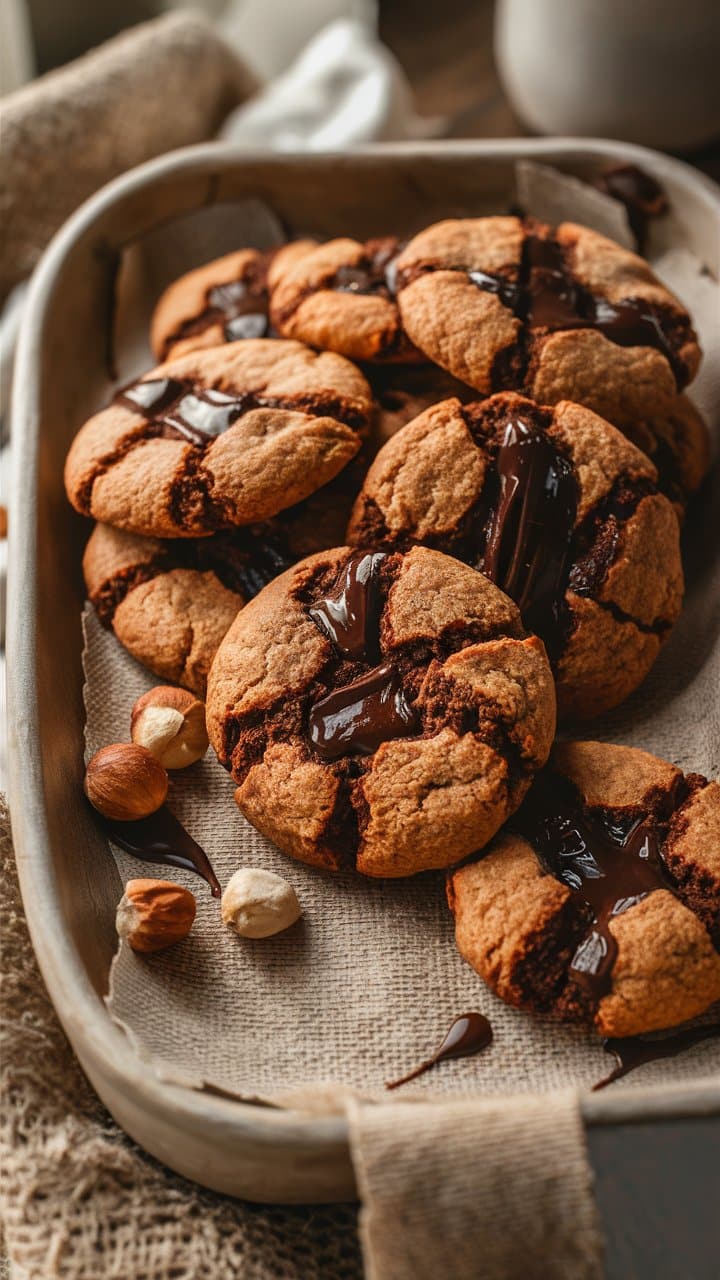 Cookies au chocolat fondant en plateau.