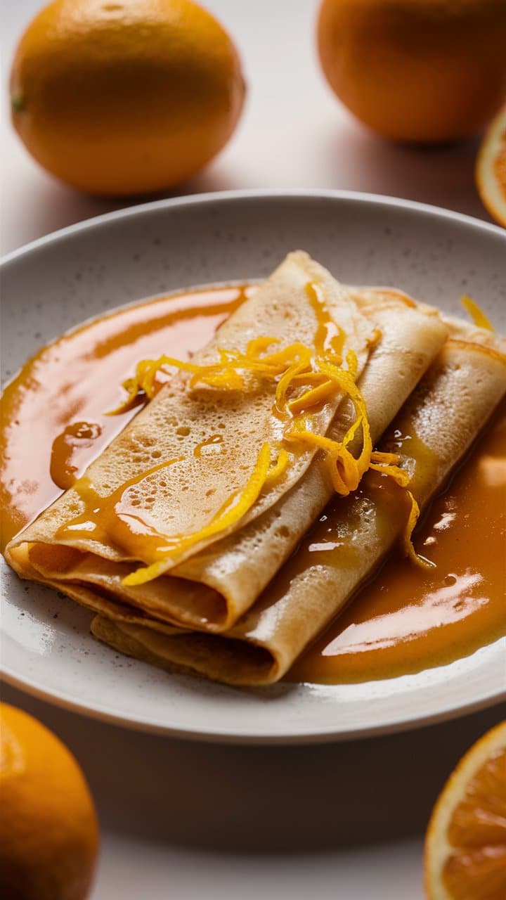 Crêpes au caramel et zestes orange