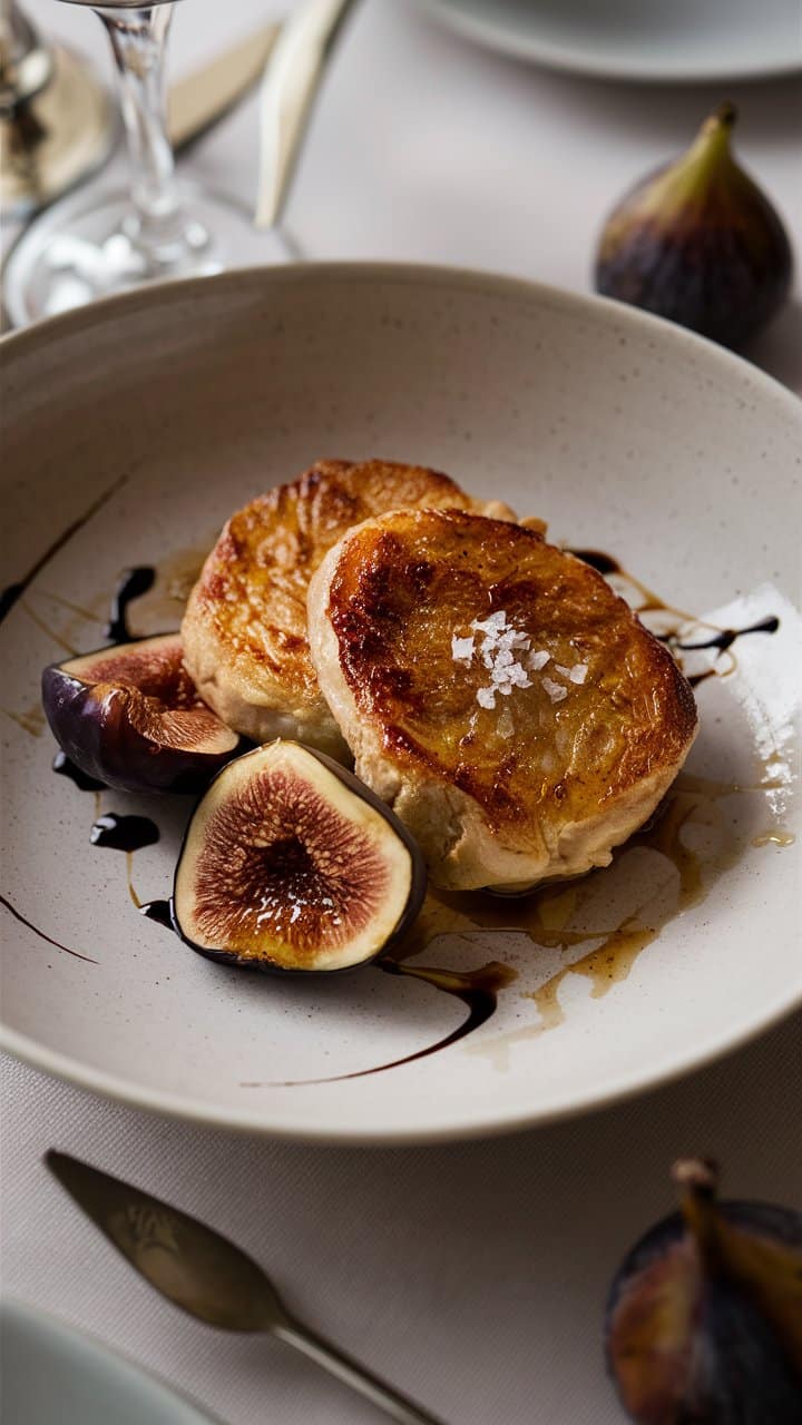 Pain perdu avec figues sur assiette blanche.