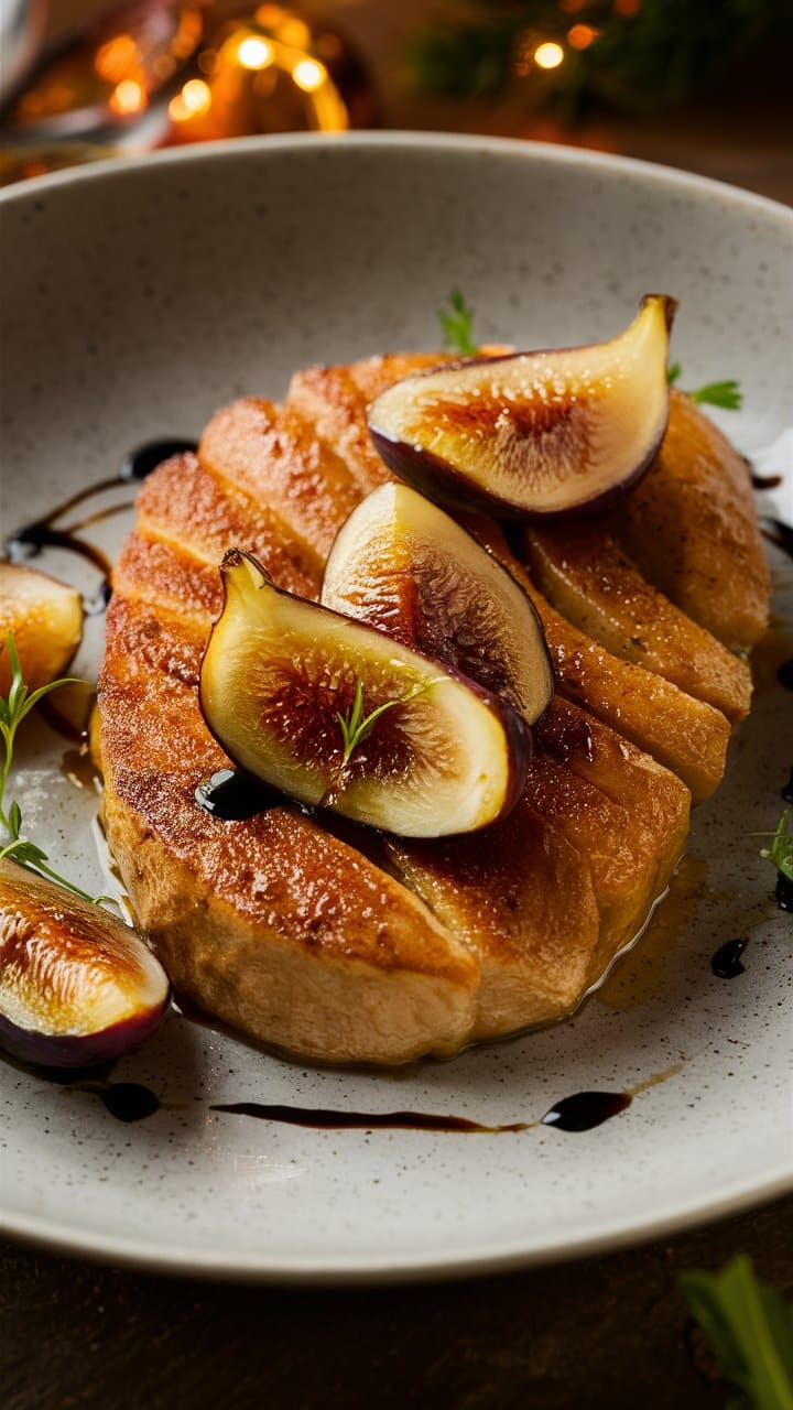 Tarte tatin aux figues et sauce balsamique.