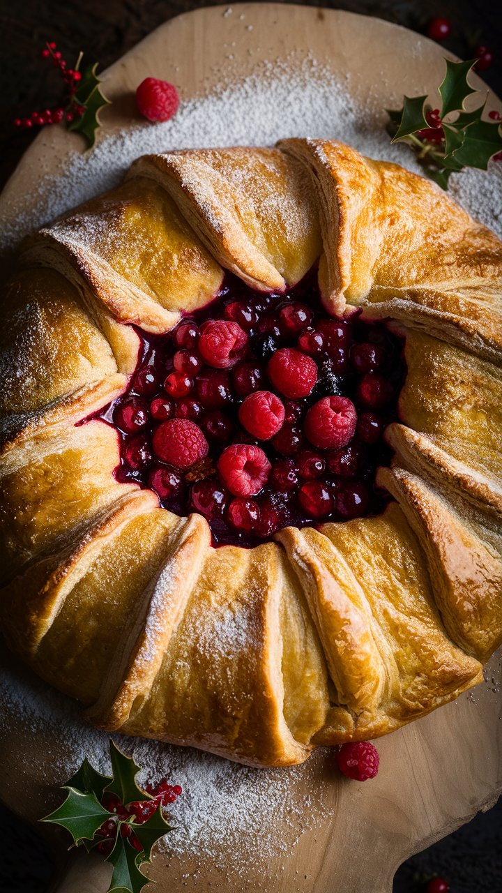 Galette feuilletée aux fruits rouges et sucre glace