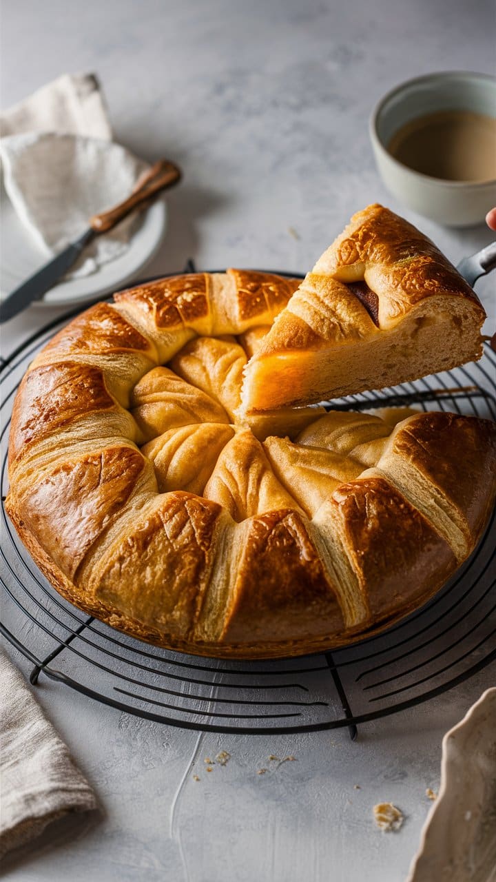 Tranche de brioche sur une grille de refroidissement.