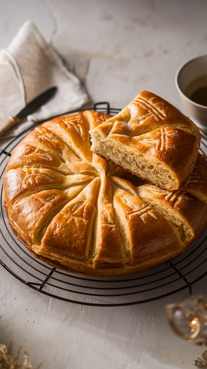 Gâteau traditionnel breton sur grille refroidissement.