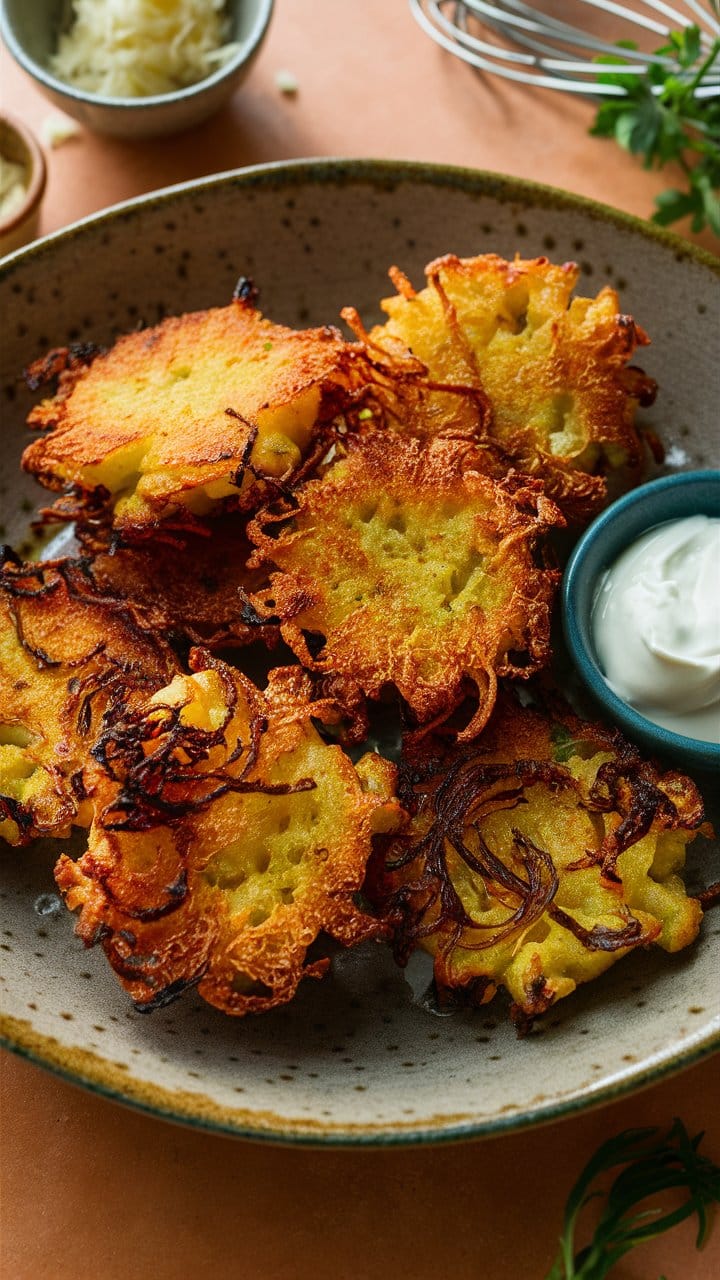 Galettes de pommes de terre avec crème sure.