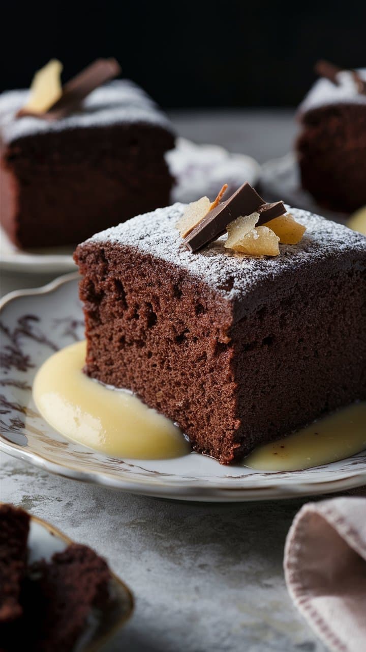 Gâteau au chocolat avec sauce vanille