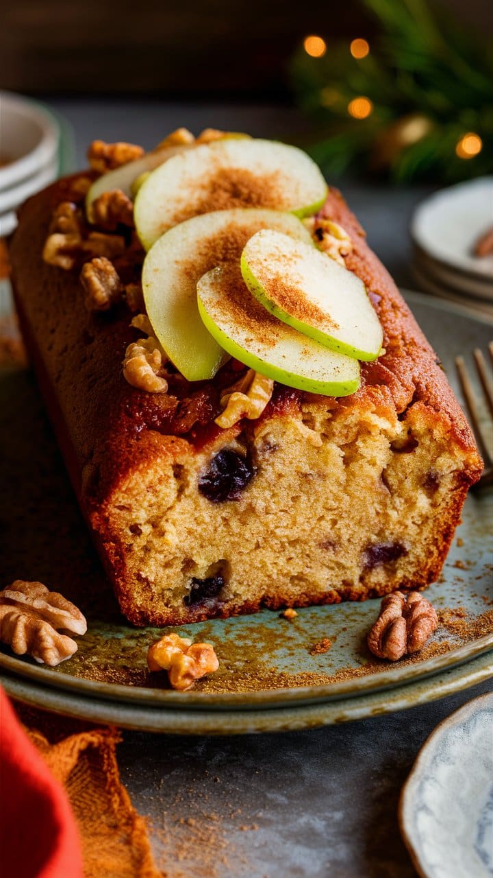 Cake aux pommes avec noix et cannelle.