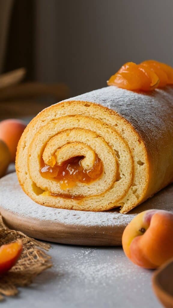 Gâteau roulé abricot et sucre glace