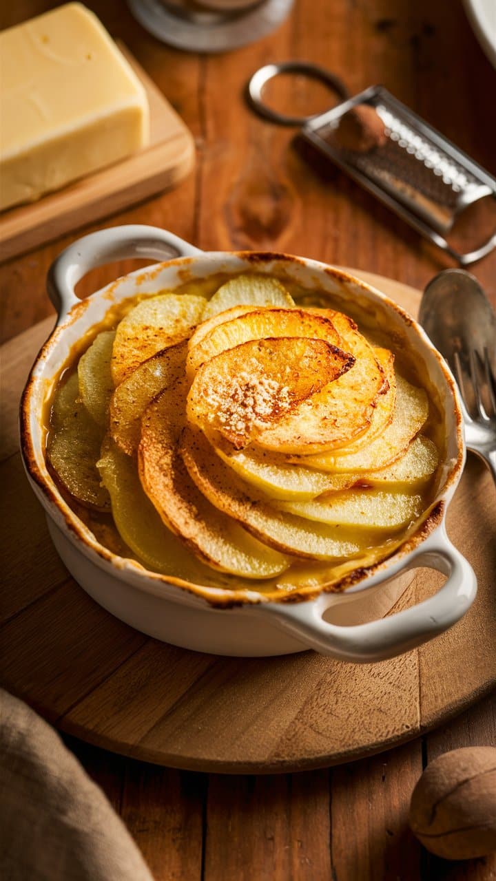 Gratin de pommes de terre doré au four.