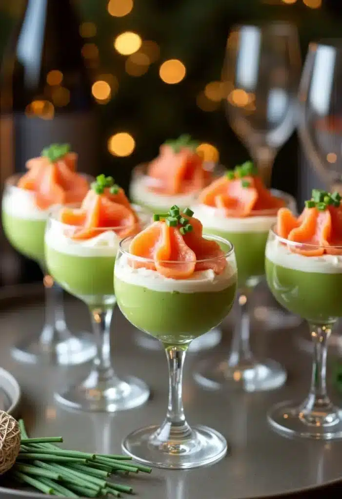 Verrines avocat saumon apéritif, ambiance festive