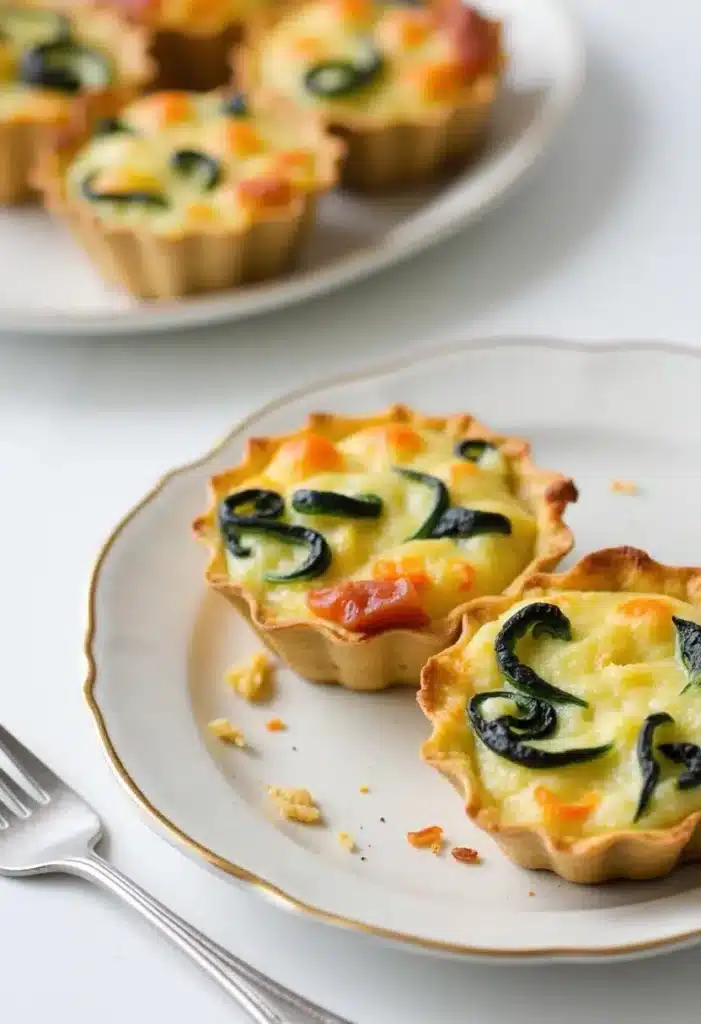 Quiches aux légumes sur une assiette.