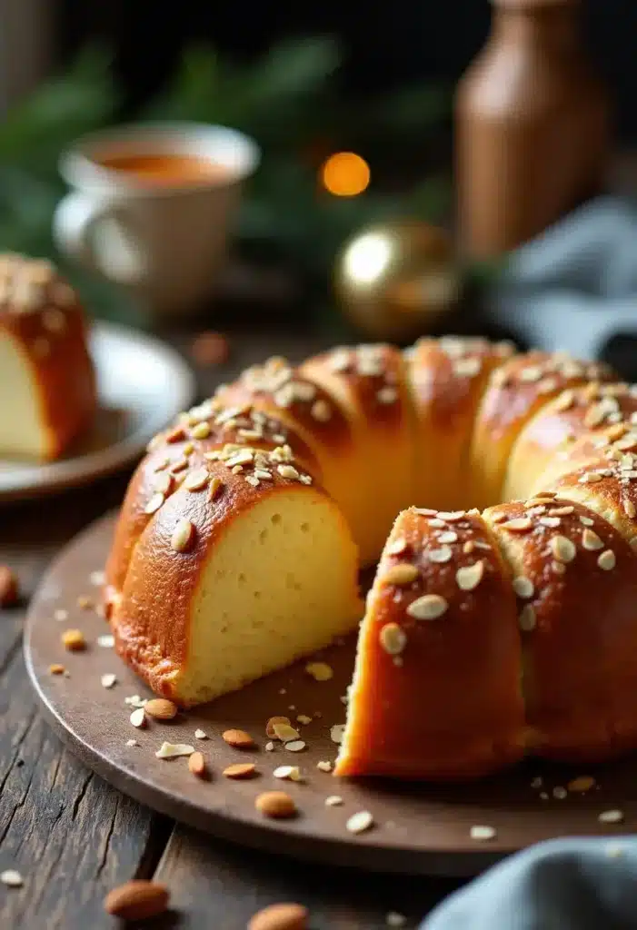 Gâteau moelleux aux amandes et thé.