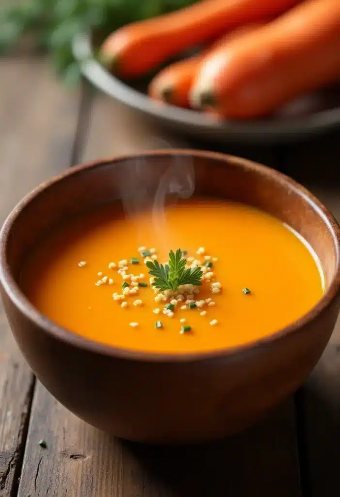 Soupe de carottes avec persil frais.