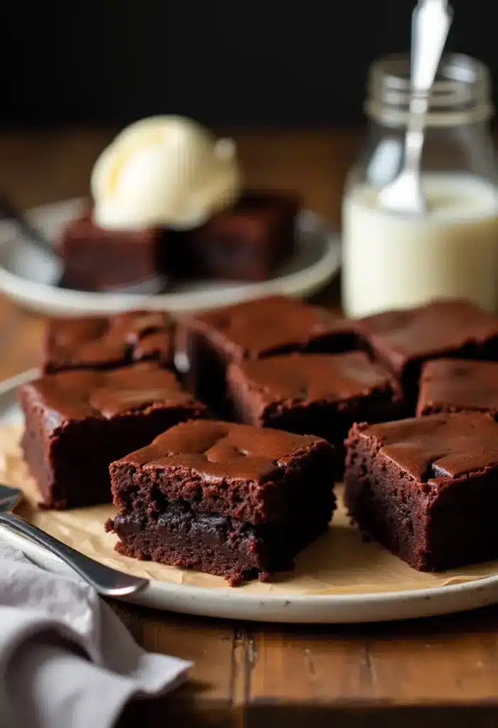 Brownies au chocolat avec glace et lait