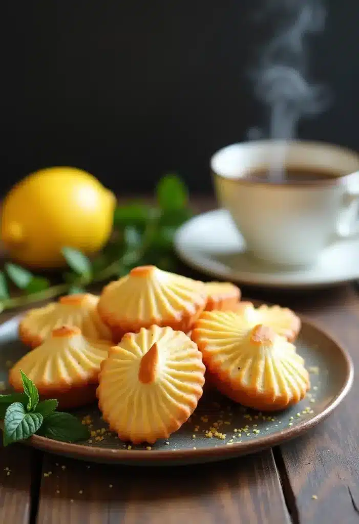Biscuits au citron avec café fumant