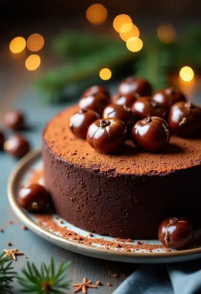 Gâteau chocolat avec châtaignes encore.