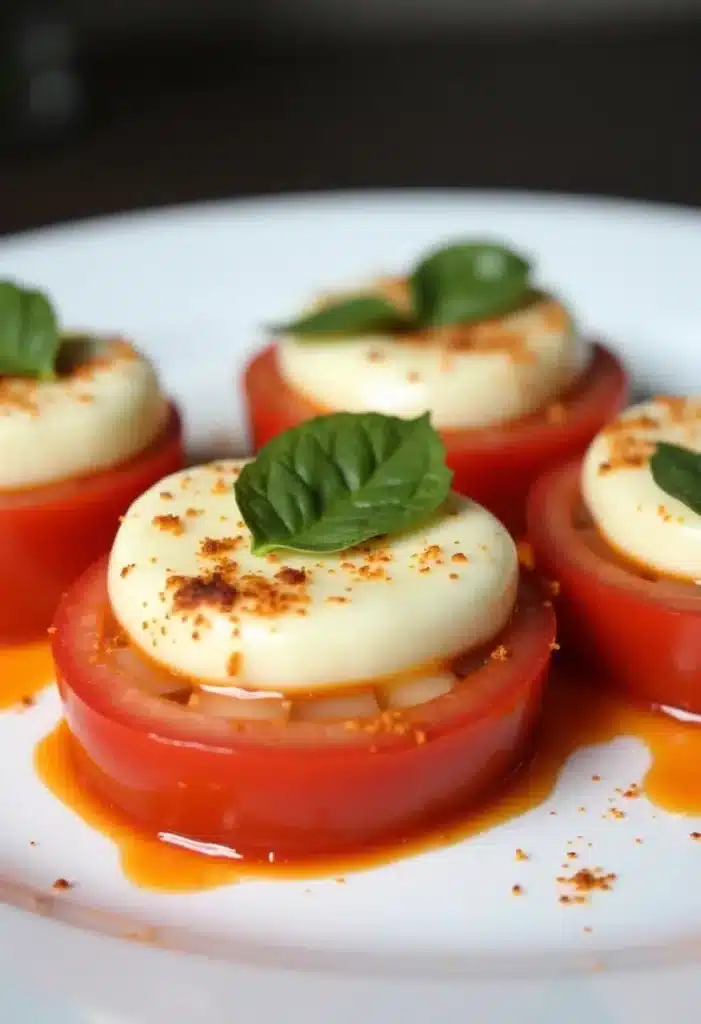 Tomates mozzarella et basilic, assiette gourmande.