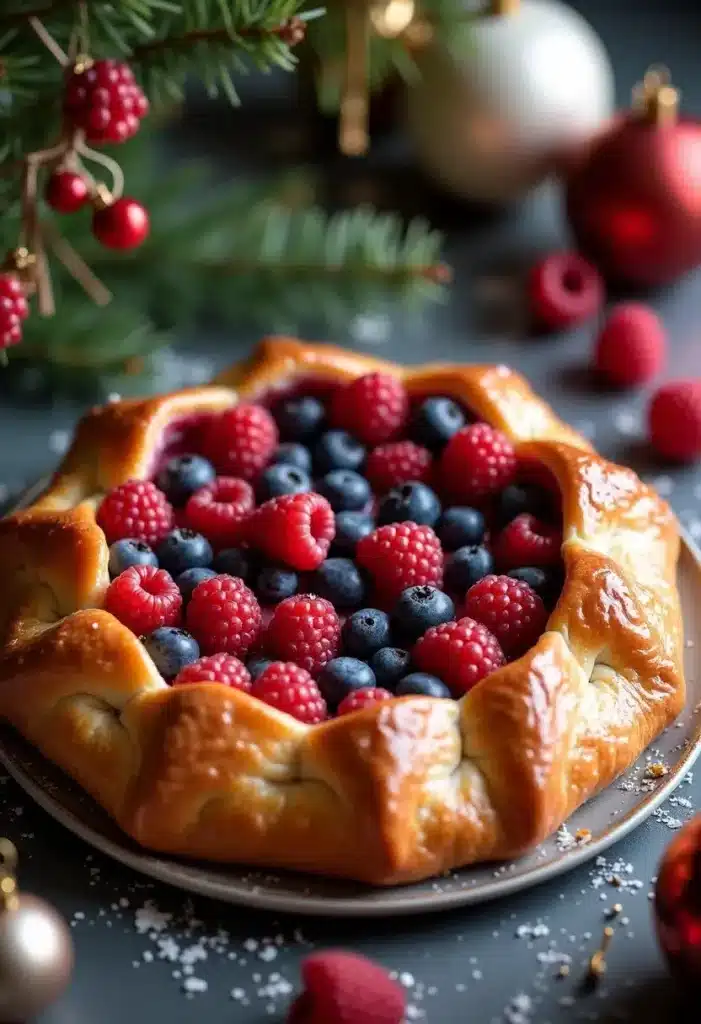 Galette aux baies rouges et bleues festive