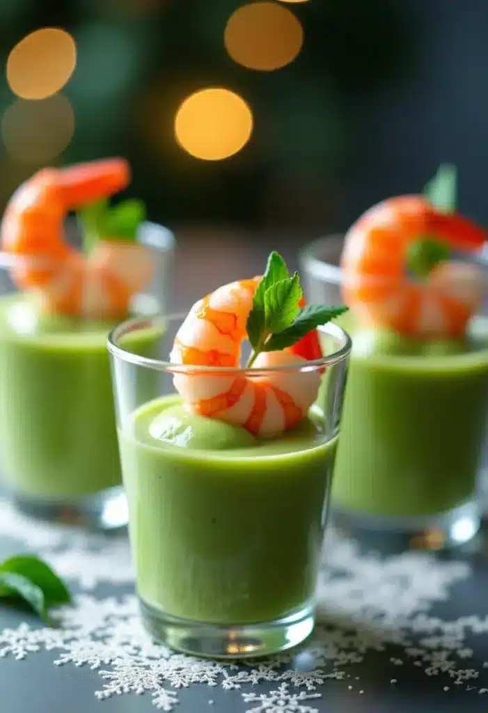 Verrines avocat crevettes, présentation festive.