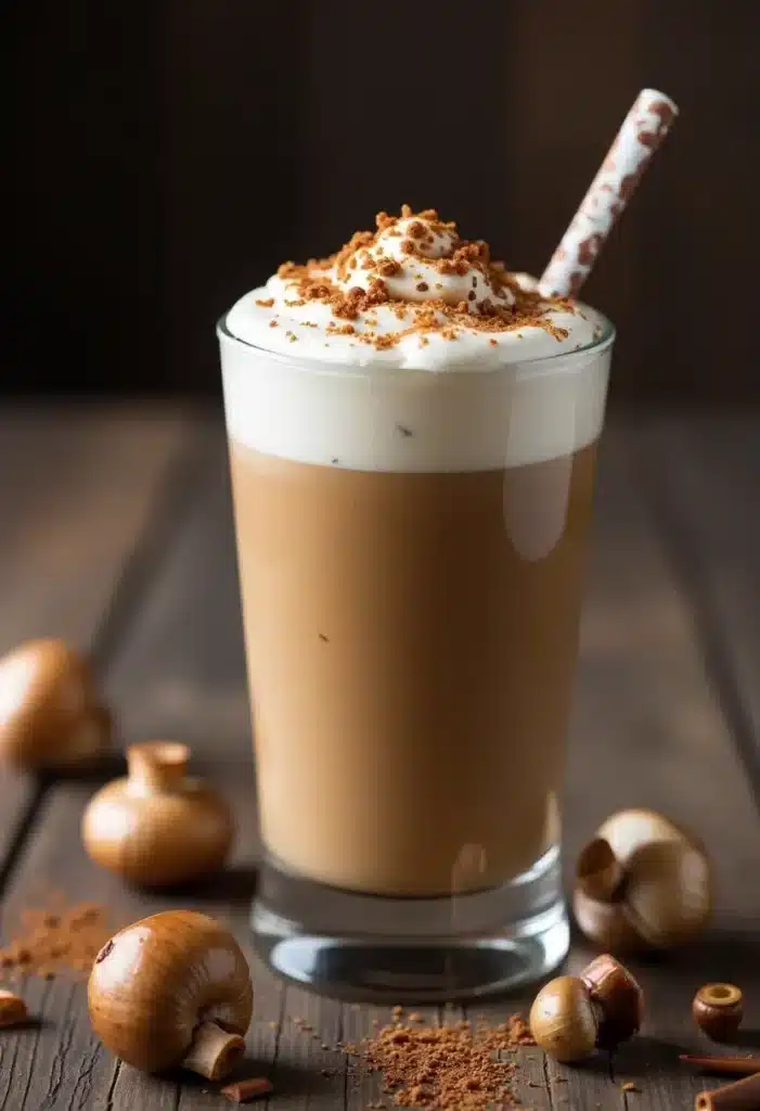 Café glacé avec crème et noisettes.