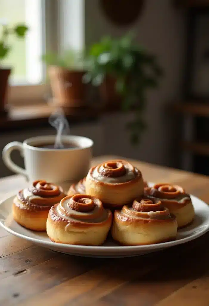 Cannelés et café sur une table en bois.