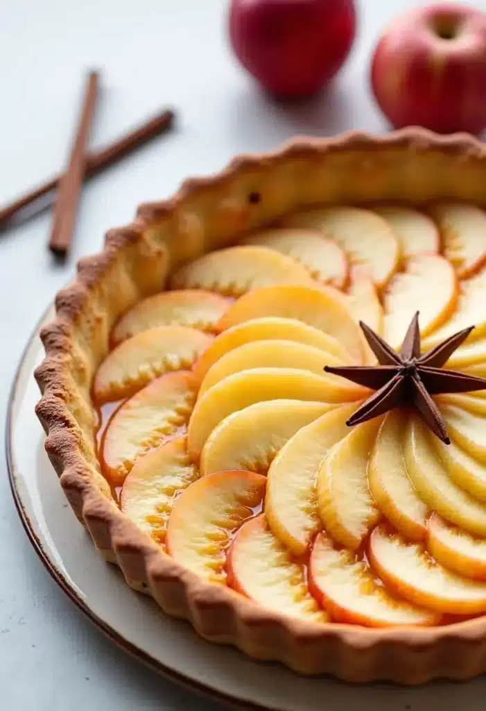 Tarte aux pommes avec étoile de badiane.