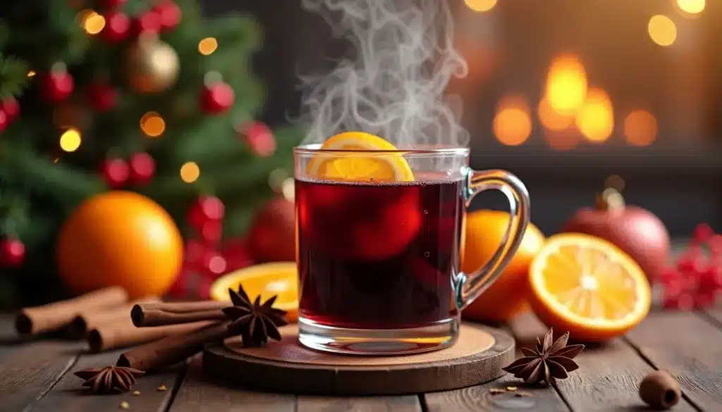 Vin chaud de Noël avec oranges et épices