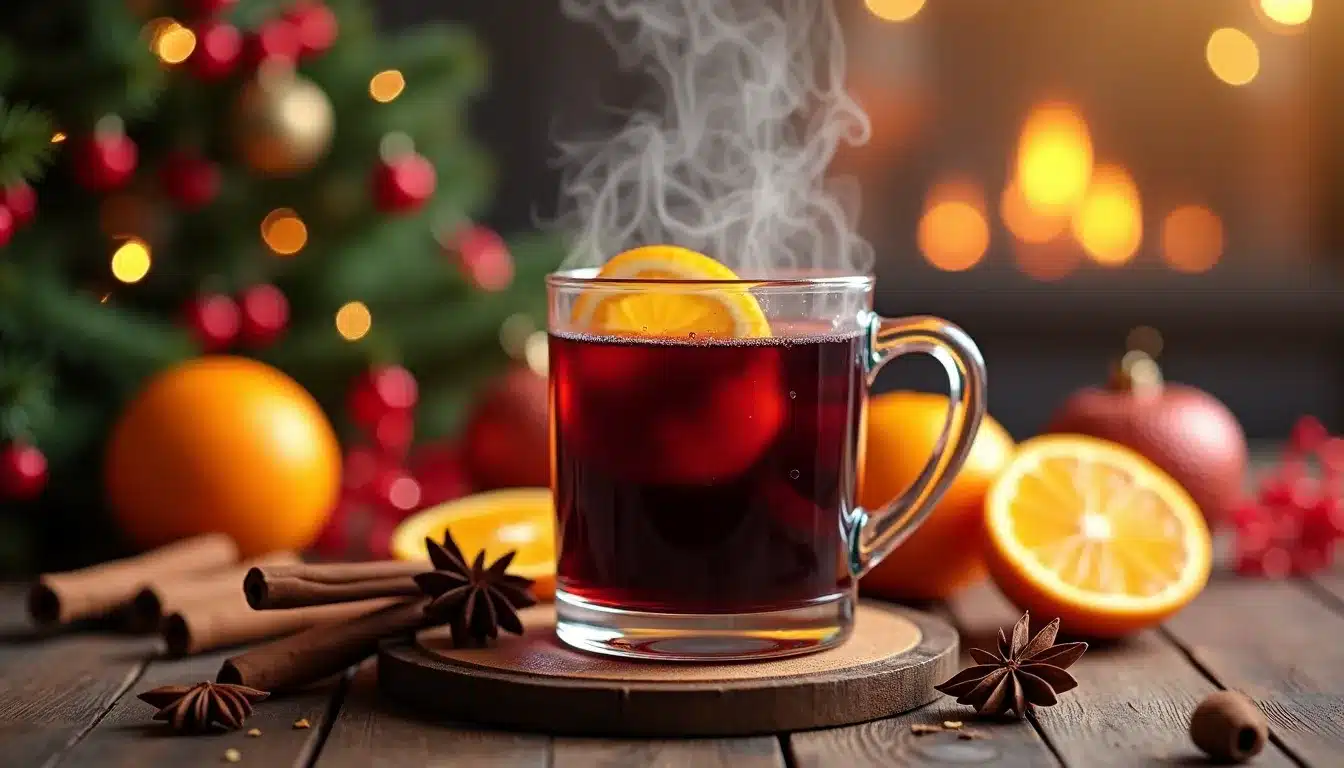 Vin chaud de Noël avec oranges et épices