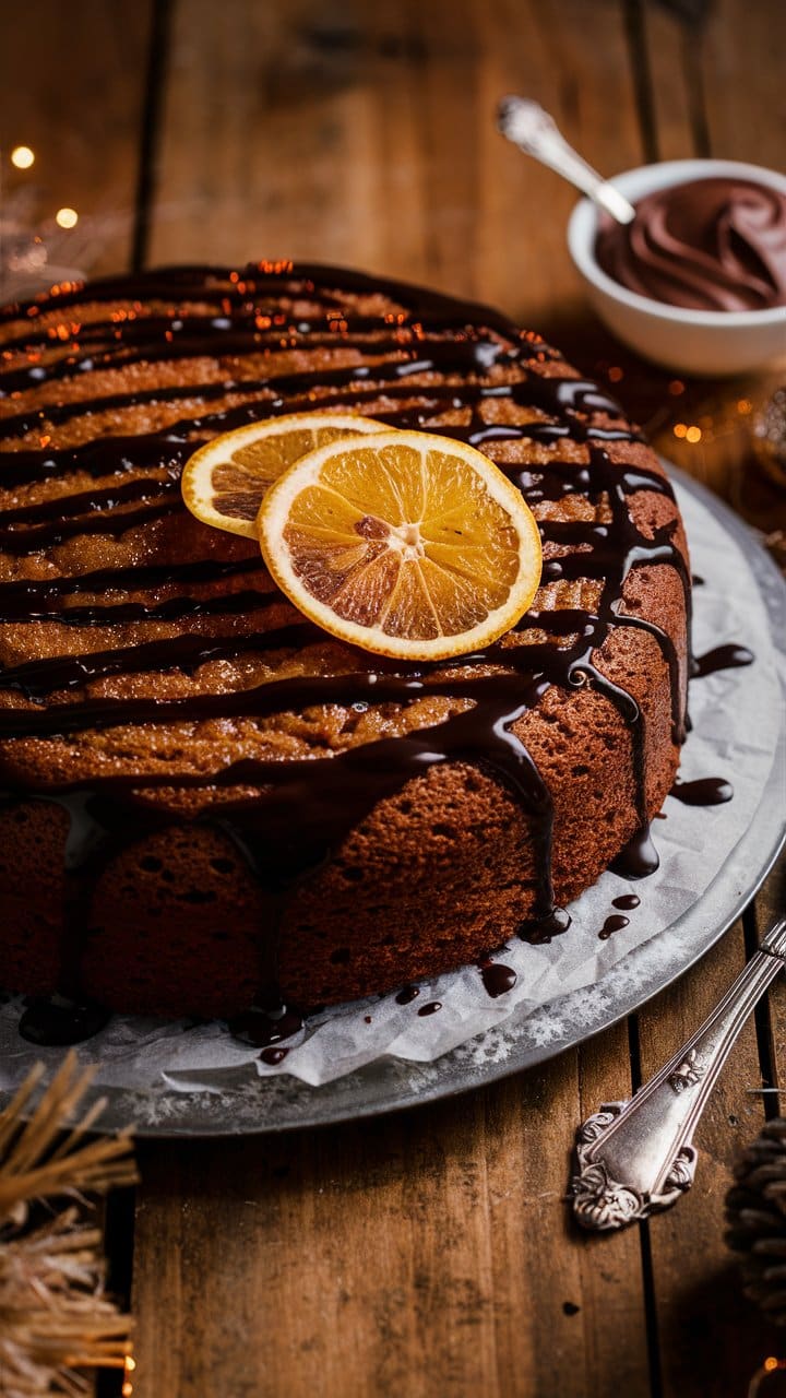 Gâteau au chocolat avec quartier d'orange.