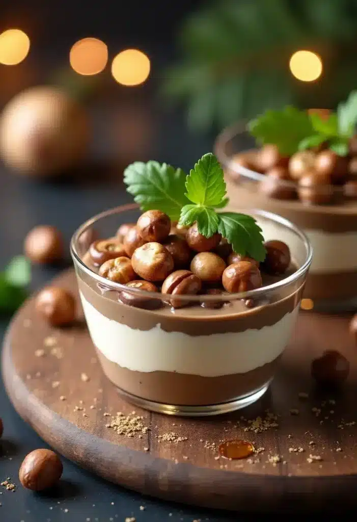 Dessert chocolat et noisettes en verrine