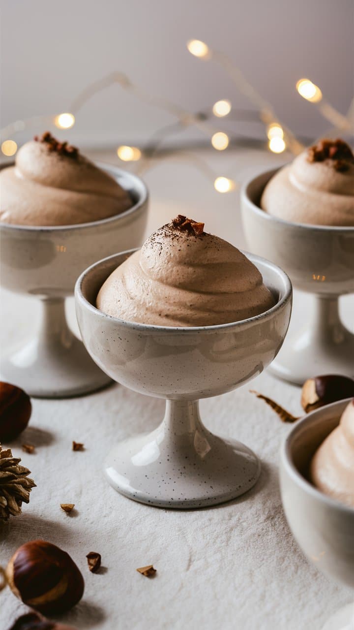 Desserts crémeux au chocolat dans des coupes élégantes.
