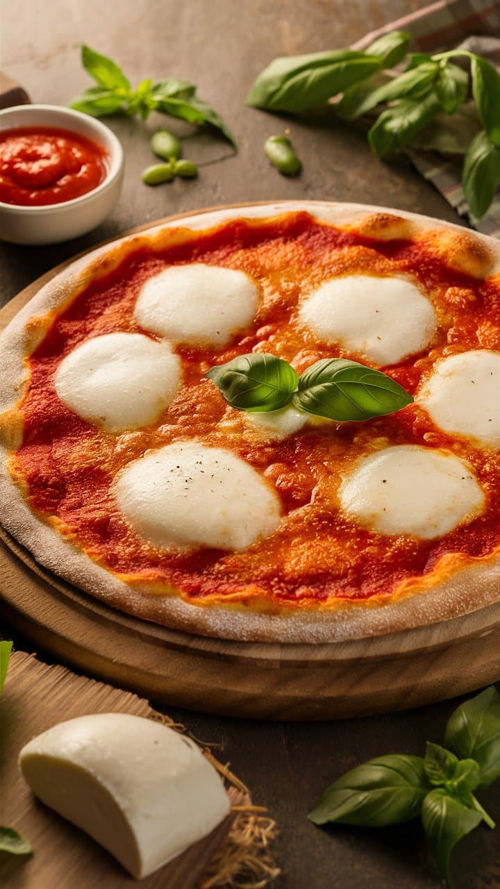 Pizza Margherita avec mozzarella et basilic