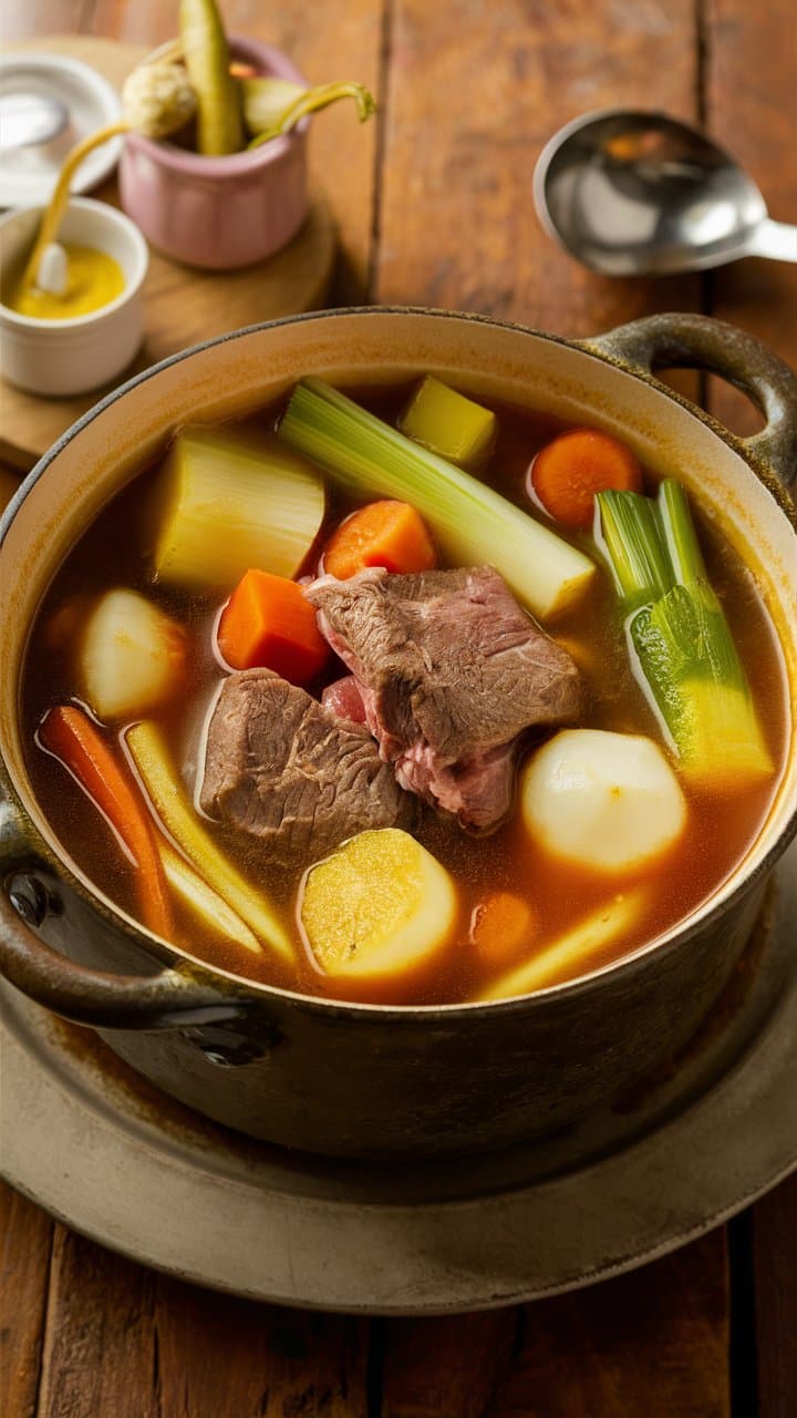 Pot-au-feu mijoté avec légumes variés
