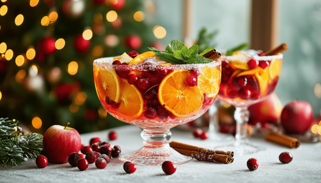 découvrez la recette parfaite pour un cocktail de noël festif avec notre punch de noël aux fruits. savourez ce mélange délicieux de fruits frais et d'épices réconfortantes, idéal pour égayer vos fêtes et surprendre vos invités. préparez-vous à célébrer avec cette boisson festive !