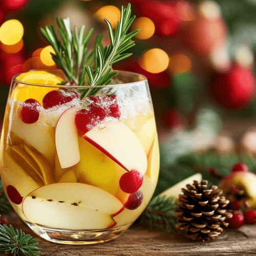 découvrez une délicieuse recette de cocktail de noël avec notre sangria blanche hivernale, alliant des fruits frais et des épices réconfortantes pour égayer vos fêtes. parfaite pour partager des moments chaleureux entre amis et en famille, laissez-vous séduire par cette boisson festive et élégante.