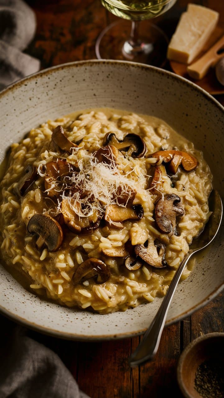 Risotto aux champignons avec parmesan.
