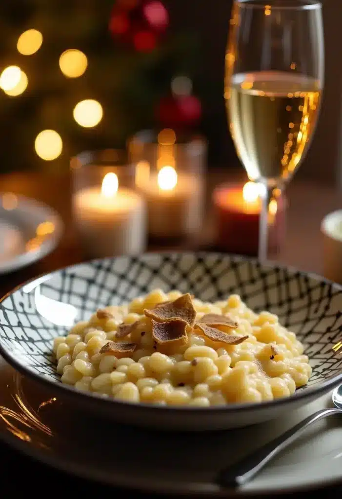 Risotto aux truffes avec champagne et bougies