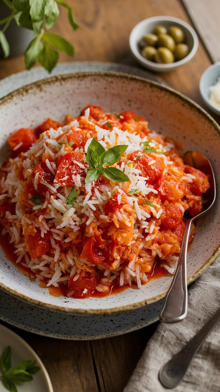 Riz au saumon et tomates dans un bol.