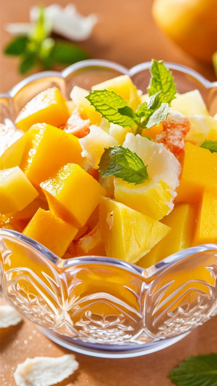Salade de fruits frais avec menthe.