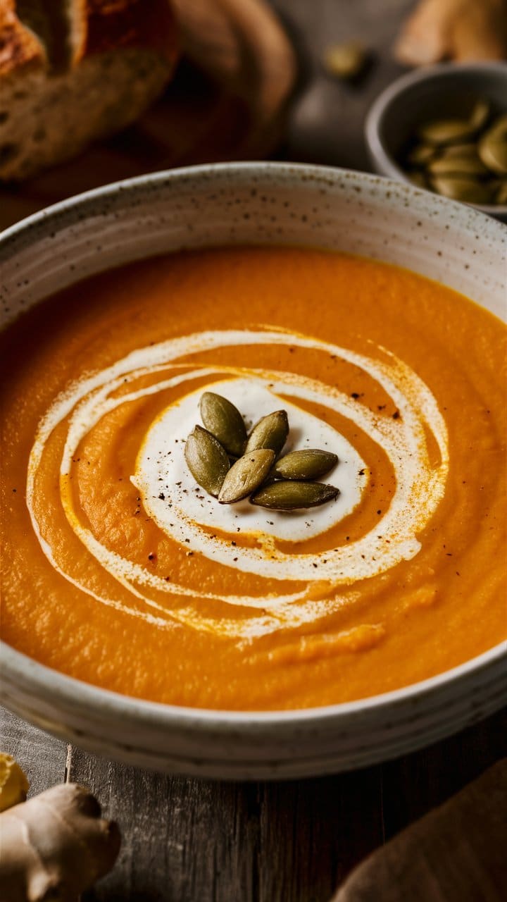 Soupe de potiron avec graines de courge